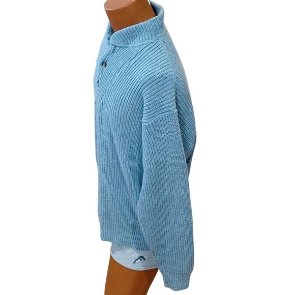 Vintage Binghamton Knitting Co Henley Sweater Light Blue Medium Made in USA - Picture 5 of 7